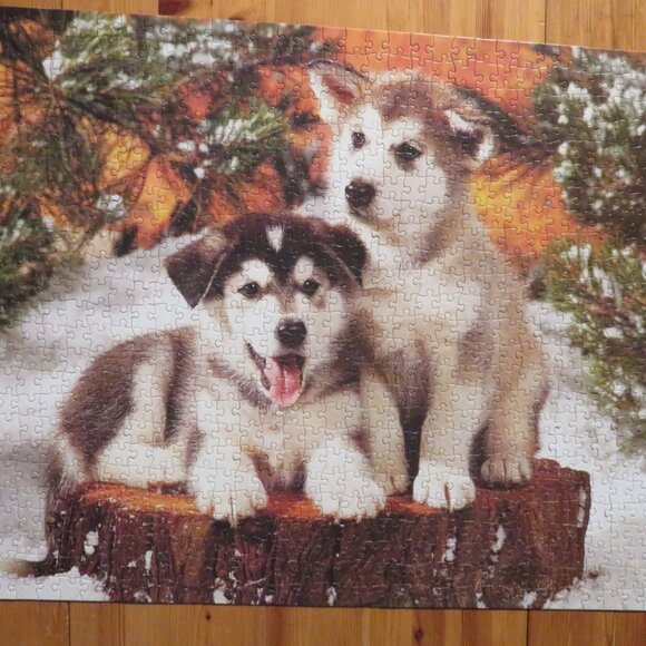 Sure-Lox Two Husky Puppies Ready to Race 1000 Piece COMPLETE (P160) - Picture 2 of 3